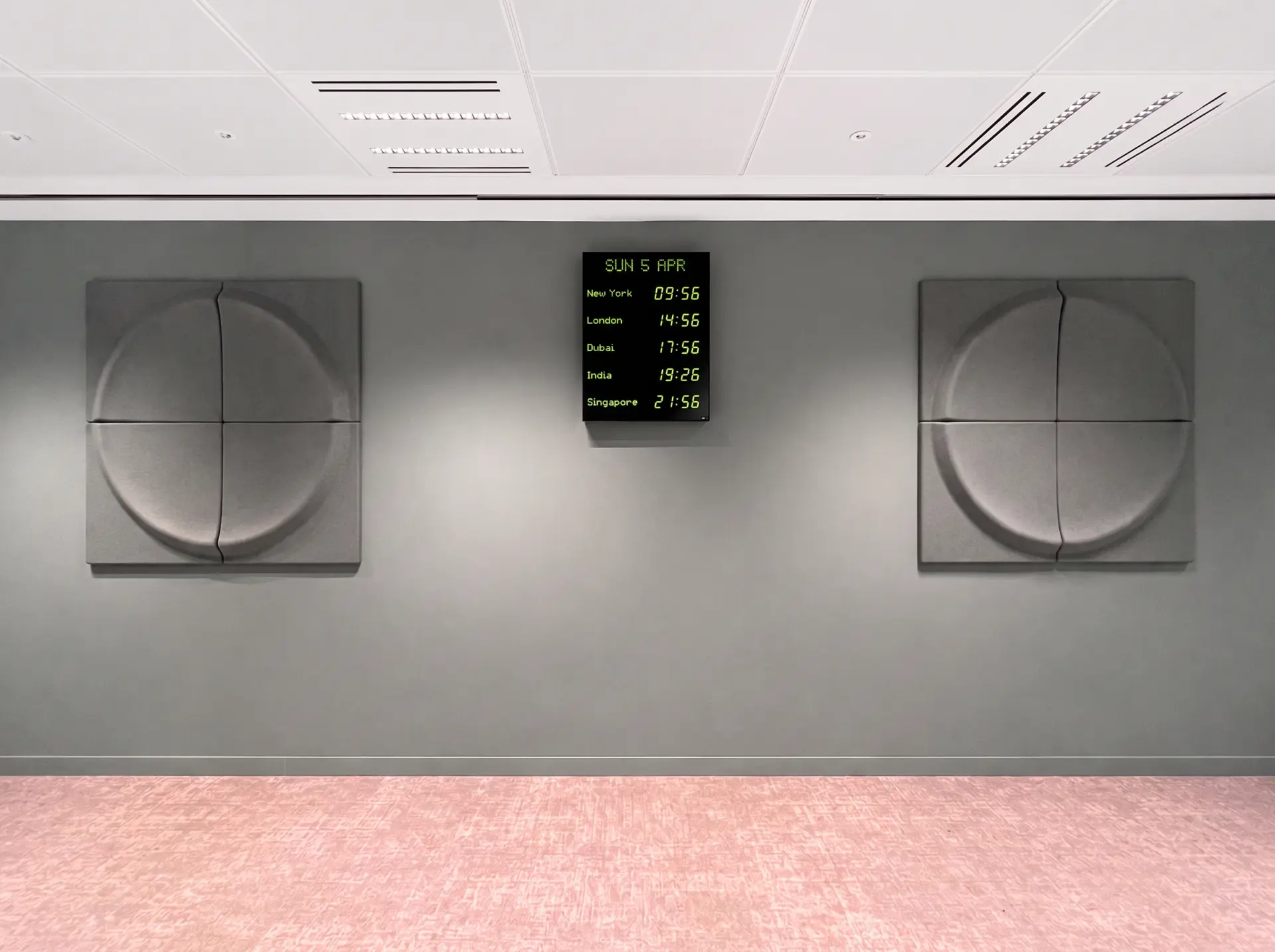Three-zone blue display installed in a tier-one bank trading floor